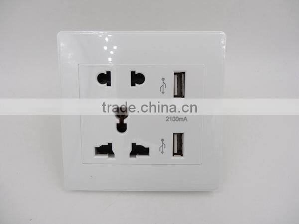 Dual USB Port Electric Wall Charger Dock Station Socket Power Outlet Panel Plate