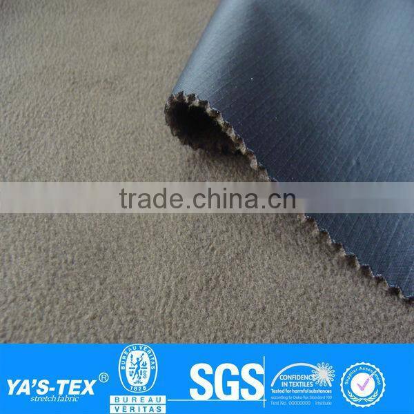 Leather bonded short plush fleece softshell fabrics