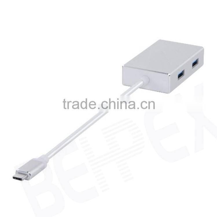 Universal Travel Aluminum USB 3.1 Type-c Male Adapter with 4 port Hub