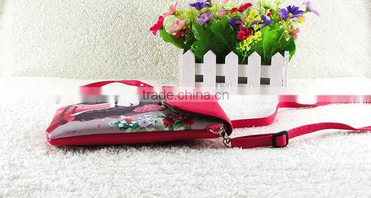 Wholesale pu lovely cartoon girl mini crossbody cell phone bag