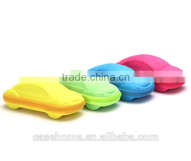 Car glasses case,soft bag and glasseses cloth customized hot sale children car shaped eva sunglasses case
