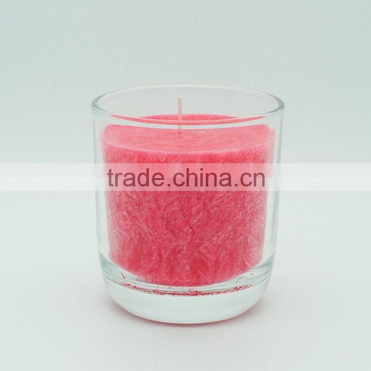pink wax scented candle in glass jar,multi-colored and difference size are available