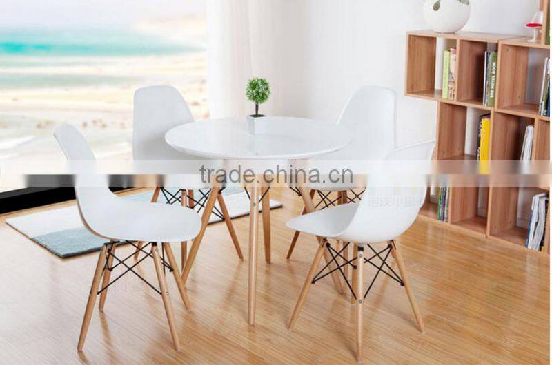 Modern living room furniture PP Plastic Table with Wooden Legs