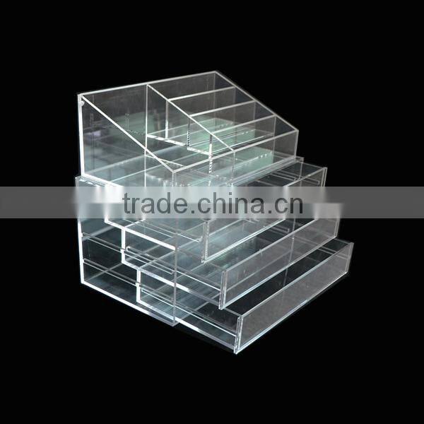 modern fashional pure acrylic makeup organizer/acrylic cosmetic organizer with drawer