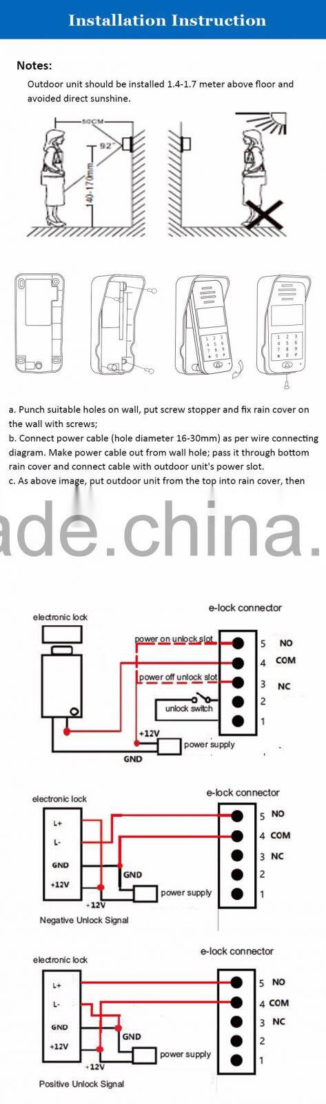 2.4G LCD Screen Display Battery Operated Audio Intercom Doorbell with Rain Cover