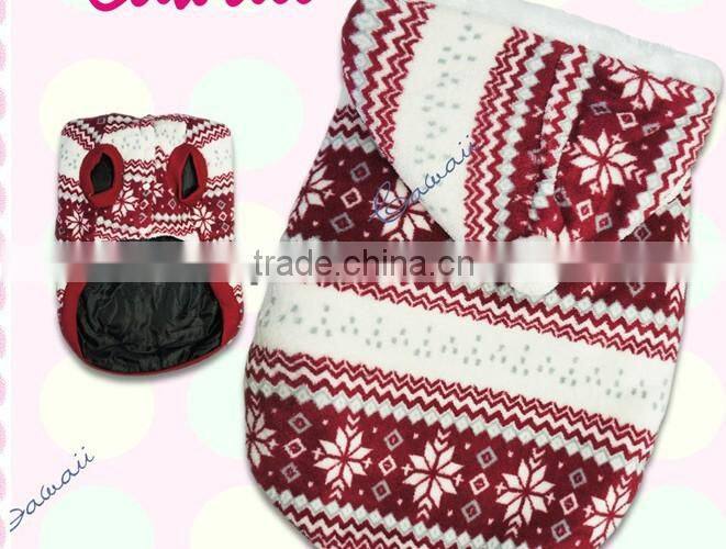 Red Christmas Fleece Dog Hoodie Clothes superwarm