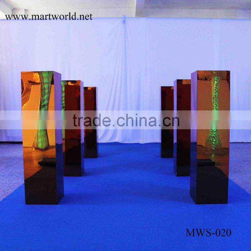 1m tall gold mirror surface flower stand pillar column for wedding decorating party and weddings decoration(MWS-020)