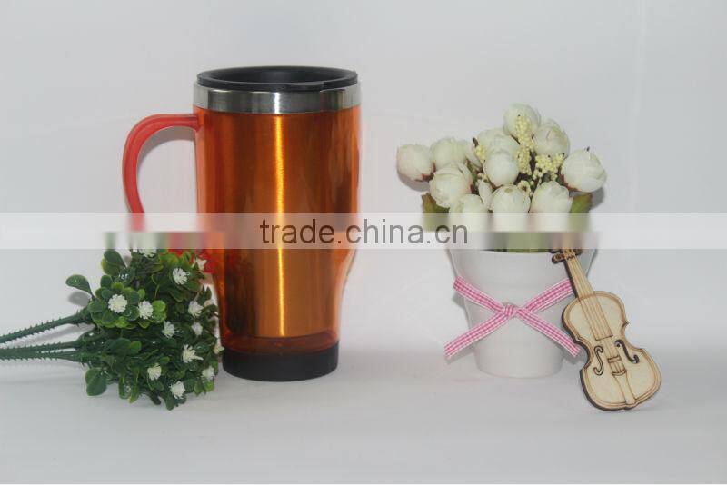 nice inner steel outer plastic advertising & auto mug with handle