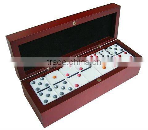 High Gloss Bubinga Wooden Domino Box