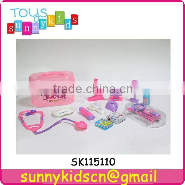 plastic doctor set toy with pink handle box