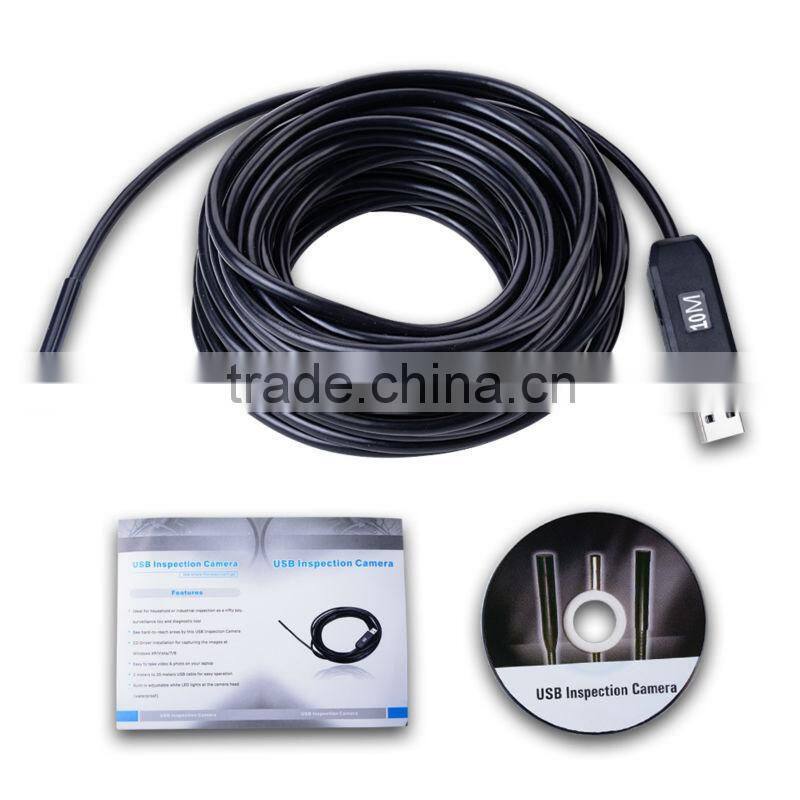Mini USB Waterproof 5.5mm Inspection Camera with 10m Cable 6 LEDs Lights Endoscope
