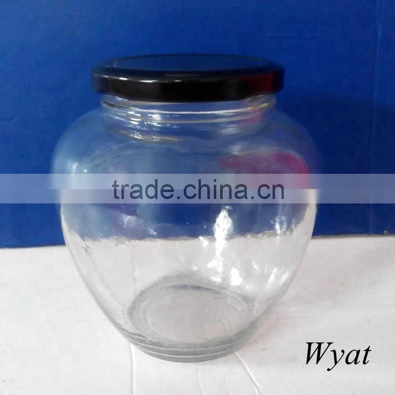 wholesale 650ml 22oz glass food storage jars glass pickle canister with lids