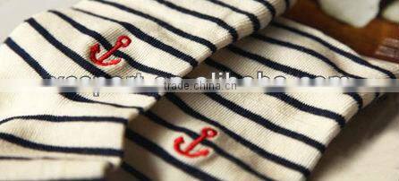 Anchor embroidery fringe ocean wind Navy cotton socks
