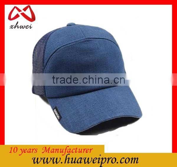 Alibaba china professional custom company logo design caps linen men breathe freely mesh trucker cap