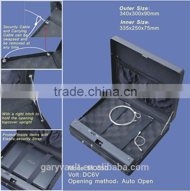 Wholesale- MA550 Micro Vault Biometric Fingerprint Car Gun Pistol A4 Office document Security Storage Steel Safe Box / Gun Vault