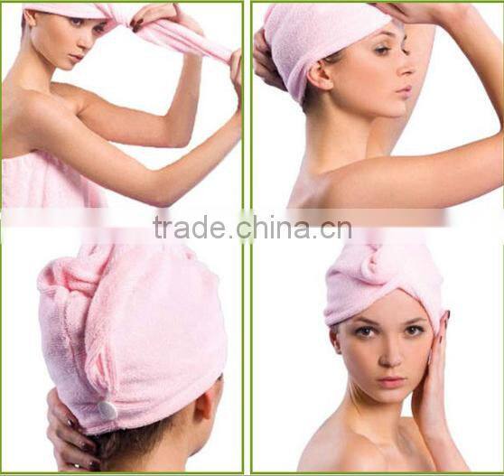 China supply Popular Ultra Absorbent Turbie Twist cotton terry towel hair turban with embroidery logo