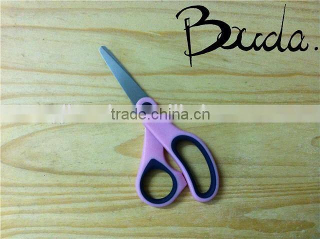 5" Good quality colourful soft handle student scissors BD-S1643