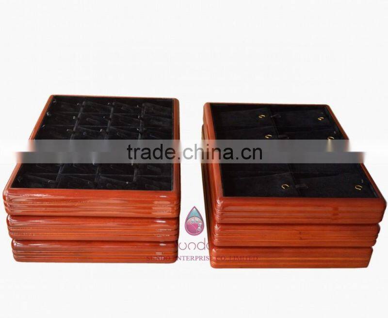 High-end glossy stackable wooden jewelry display tray