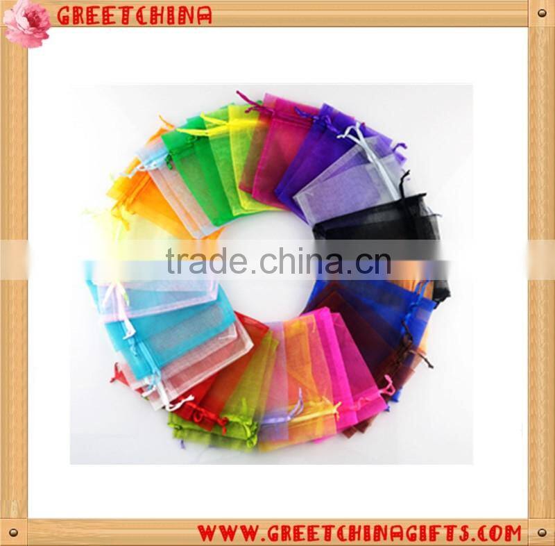 Eco-friendly recyclable drawstring organza cosmetic bags