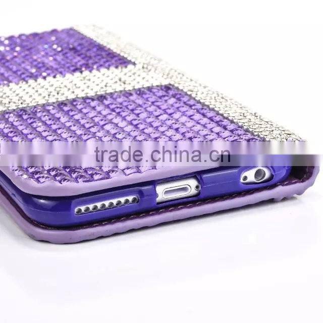 Customized Diamond Leather Flip Bling Case Cover For Samsung Galaxy J7