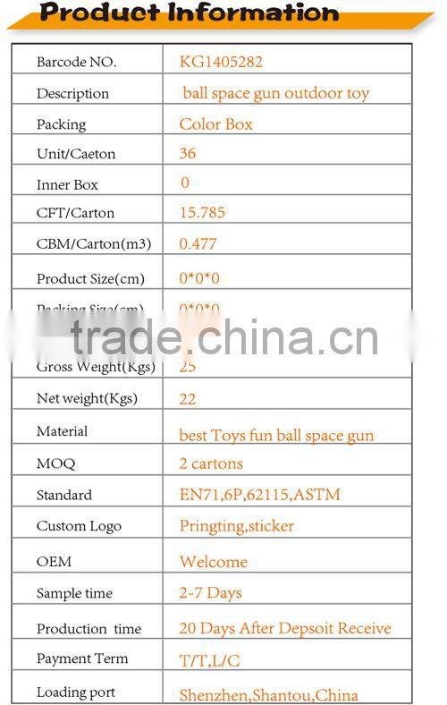 Outdoor play set hot product EVA ball Space Gun outdoor boy toy for wholesale