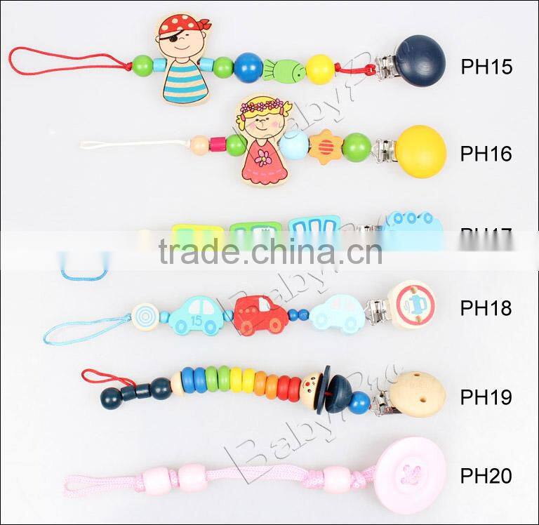 2015 New DIY Wholesale Novelty Baby Products High Quality Cute Wooden Baby Pacifier Holder