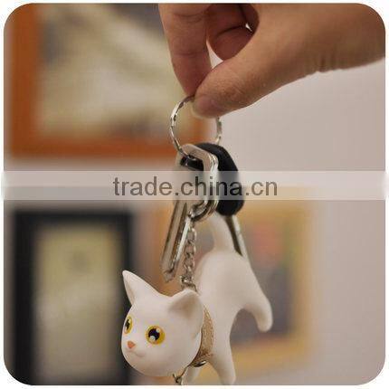 white and black cat pvc keychain/coin holder key chain/plastic keyring