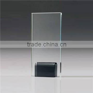 Round blank glass plaques awards with black base