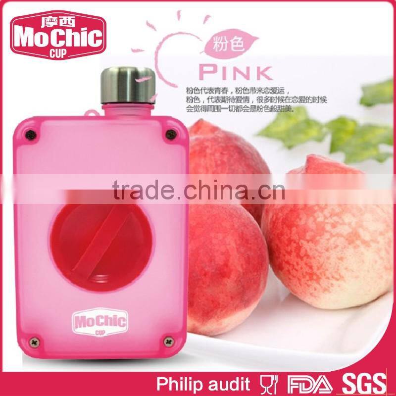 400Ml/550ML Mochic reusable customized glass water bottle with metal cap and silicone sleeve