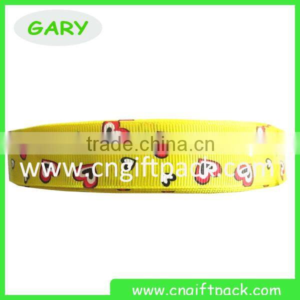 3/4" Yellow Wave Pot Polyester Grosgrain Ribbon
