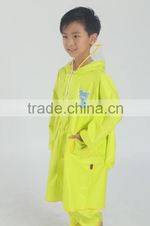 school kids use school bag raincoat