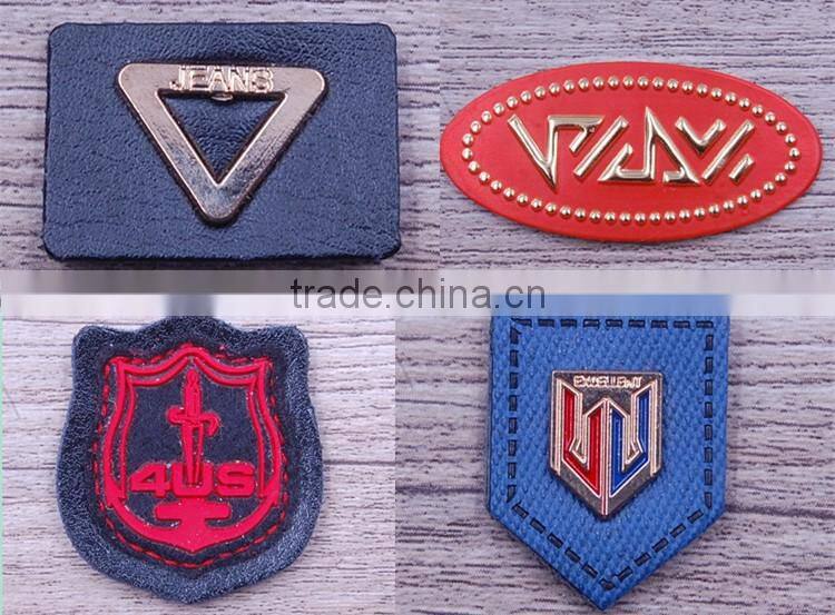 Embossed Jean Metal Logo Plate Real Custom Leather Patches PU Patch For Beanies