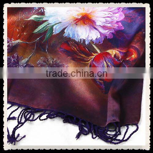 2014 Fashion Digital Print 100% Silk Scarf Shawl