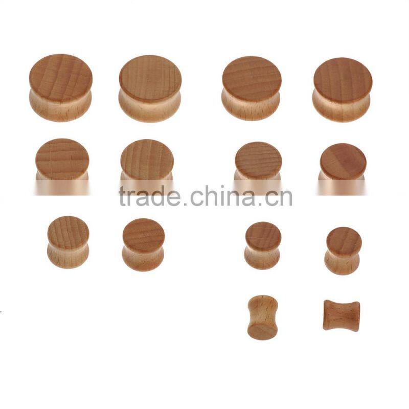 7 Pairs Organic Wood Saddle Plug Ear Plug Earlet Flesh Tunnel - Available in Size 8mm - 20mm