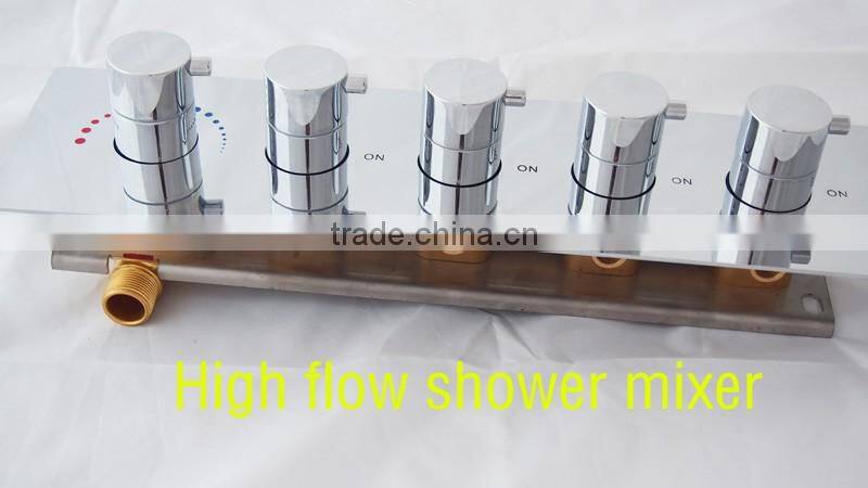 Wholesale modern LED ceiling shower set rainfall waterfall shower head hot cold high flow bath shower mixer bathroom accessories