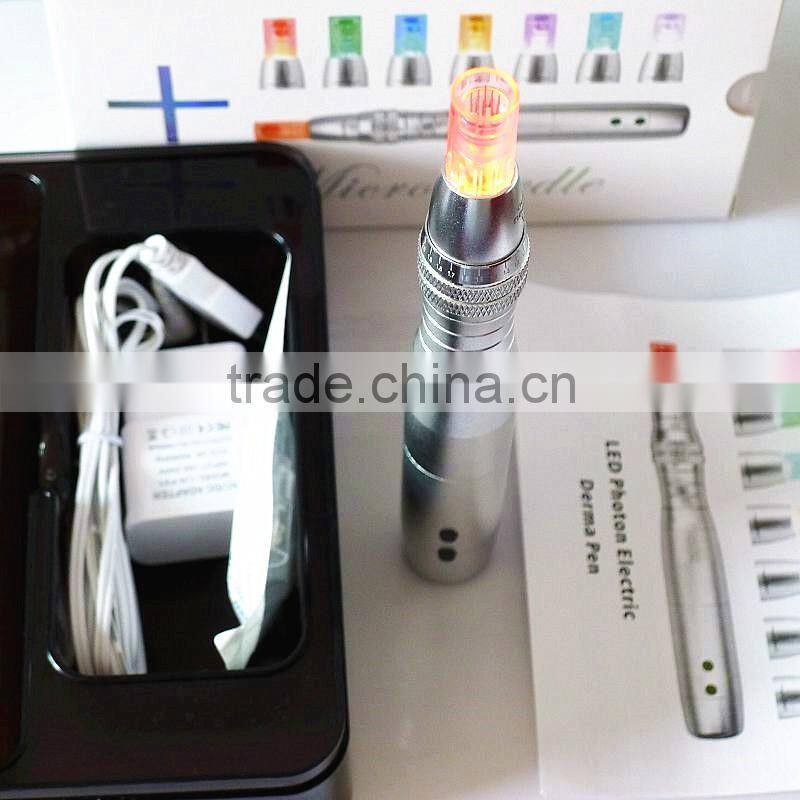 Huafu 2016! Led Nano Photon Lip/Eyelash/Facial RECHARGEABLE Microneedle Derma Pen