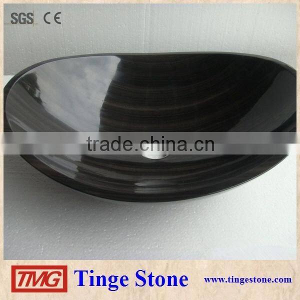 Beige onyx stone sink round shape style