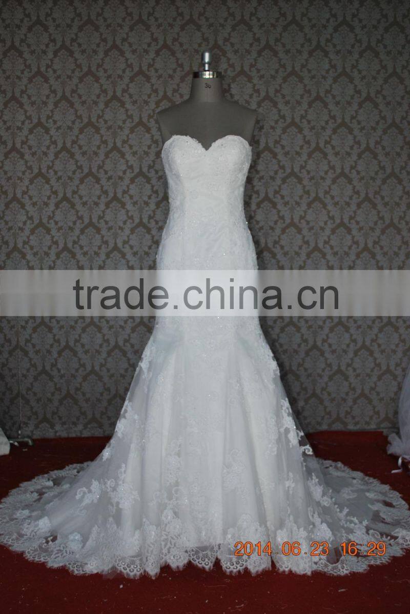 (MY0043) MARRY YOU China Custom Made High Quality Lace Mermaid Bridal Gown With Crystal Rhinestone Belt For Wedding Dress