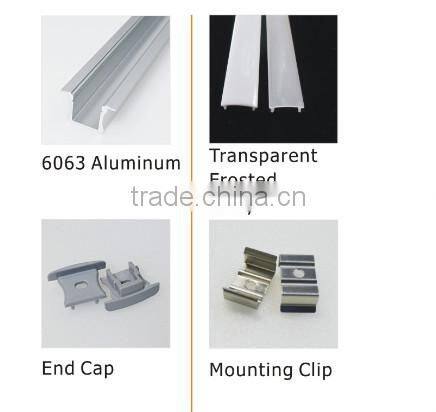 2016 smooth lighitng UV Resistant PC cover SMD3528 aluminium led profile for led strip light