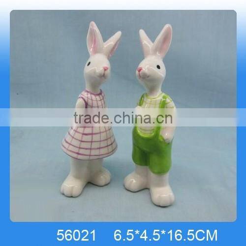 Cutely giftware ceramic easter rabbit for decor