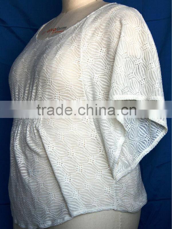 Round neck butterfly sleeve ladies elegant blouse design