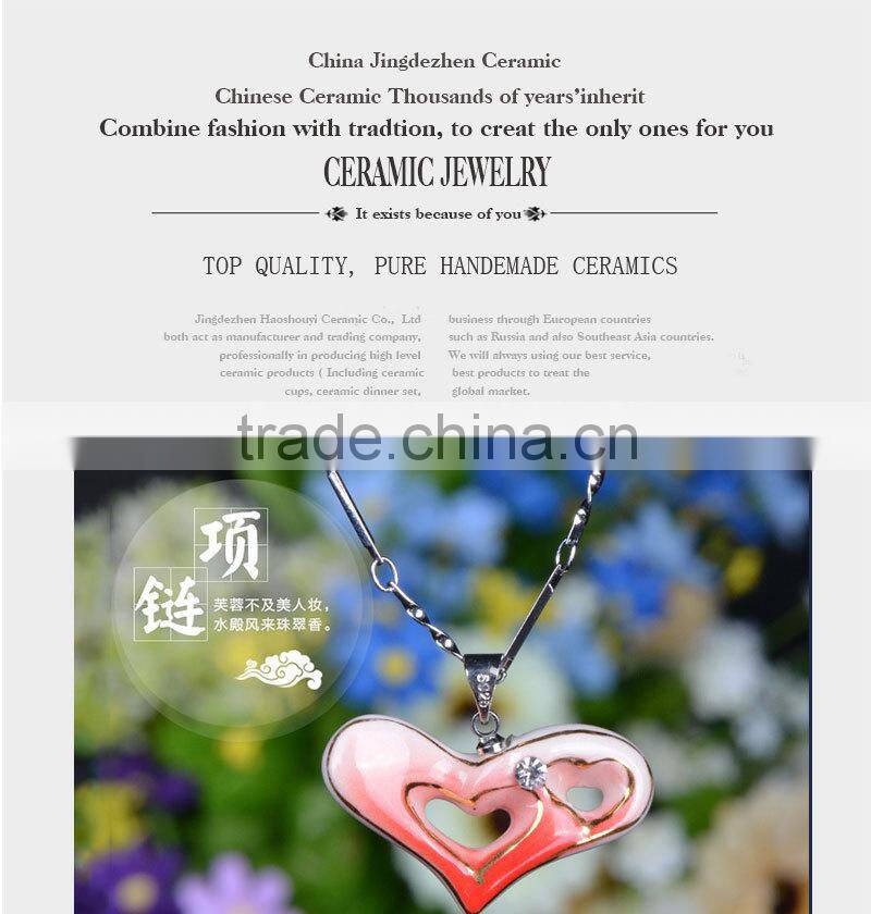 Popular heart shape ceramic jewelry white ceramic necklace CC-S030