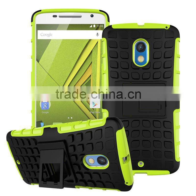 Hot! New! 2 in 1 Dual Slim Armor TPU&PC kickstand phone case for moto x play made in china