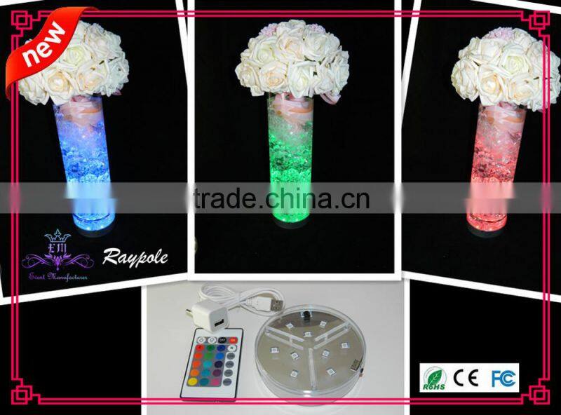 Multi-color led bottle light base 4 inch led coaster with RGB remote control