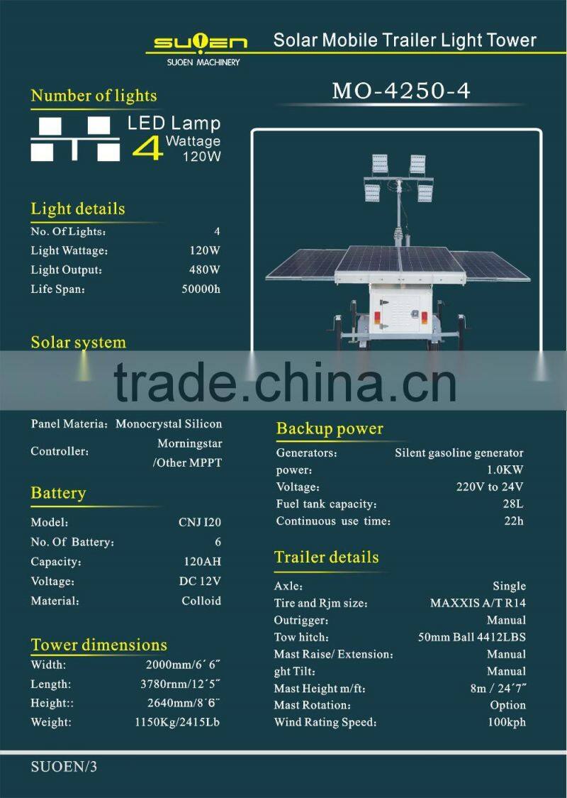 supply hand elevating mobile light tower,trailer mounted lighting towers,trailer mounted lighting towers