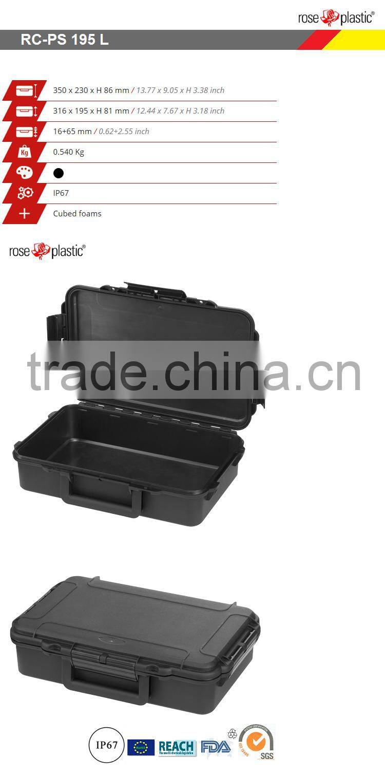Hard plastic packaging architectural decoration tool case with cubed convoluted foam IP67 waterproof RC-PS 195 L