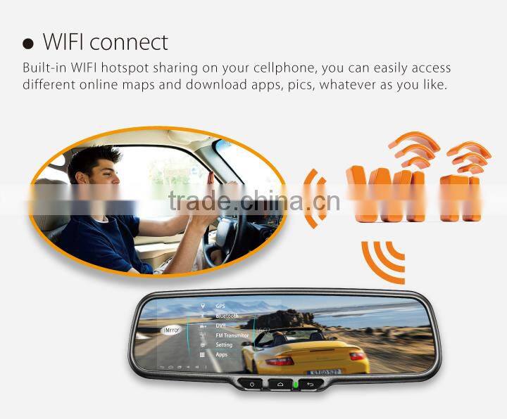 android gps mirror with bluetooth dual camera 1080p car dvr rearview, rear view mirror dash cam