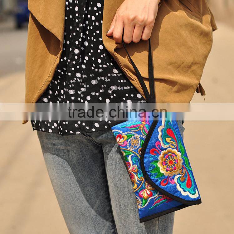 2014 Latest designer embroidery flower bags women wallets &purse clutch bags