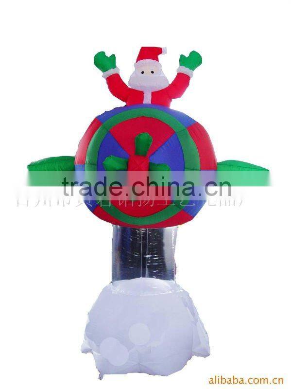 Inflatable santa in Helicopter