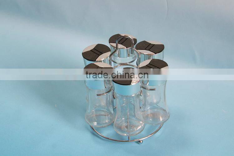 6pcs/set round glass salt and pepper shakers set
